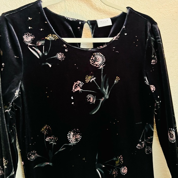 Vila Velvet Floral Midi Dress size S - Picture 5 of 9